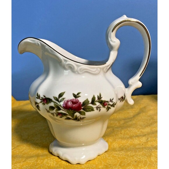 Johann Haviland Creamer Cream Pitcher Traditions Fine China MOSS ROSE Gold Trim - Picture 2 of 8
